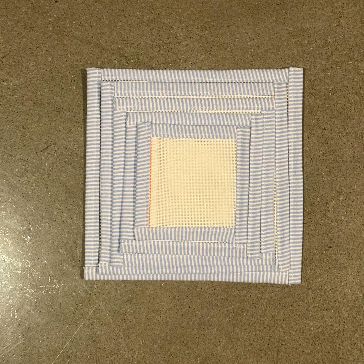 13 Mesh Canvas with Blue Seersucker Binding