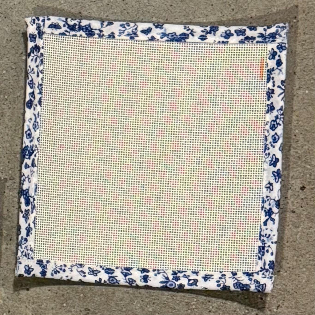 18 Mesh Canvas with Blue Floral Binding