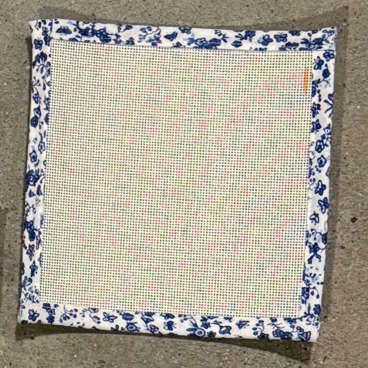 18 Mesh Canvas with Blue Floral Binding