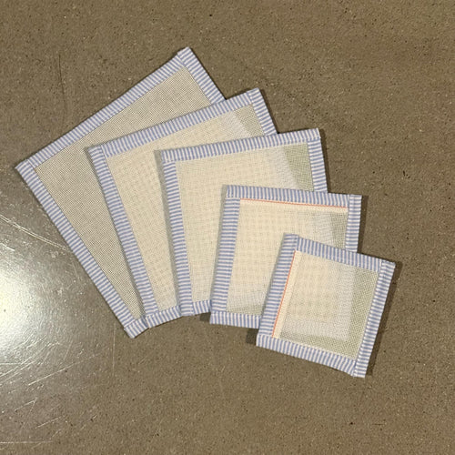 13 Mesh Canvas with Blue Seersucker Binding