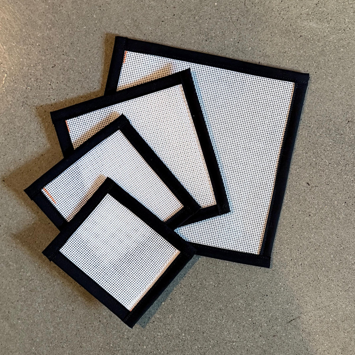 13 Mesh Canvas with Black Floral Binding