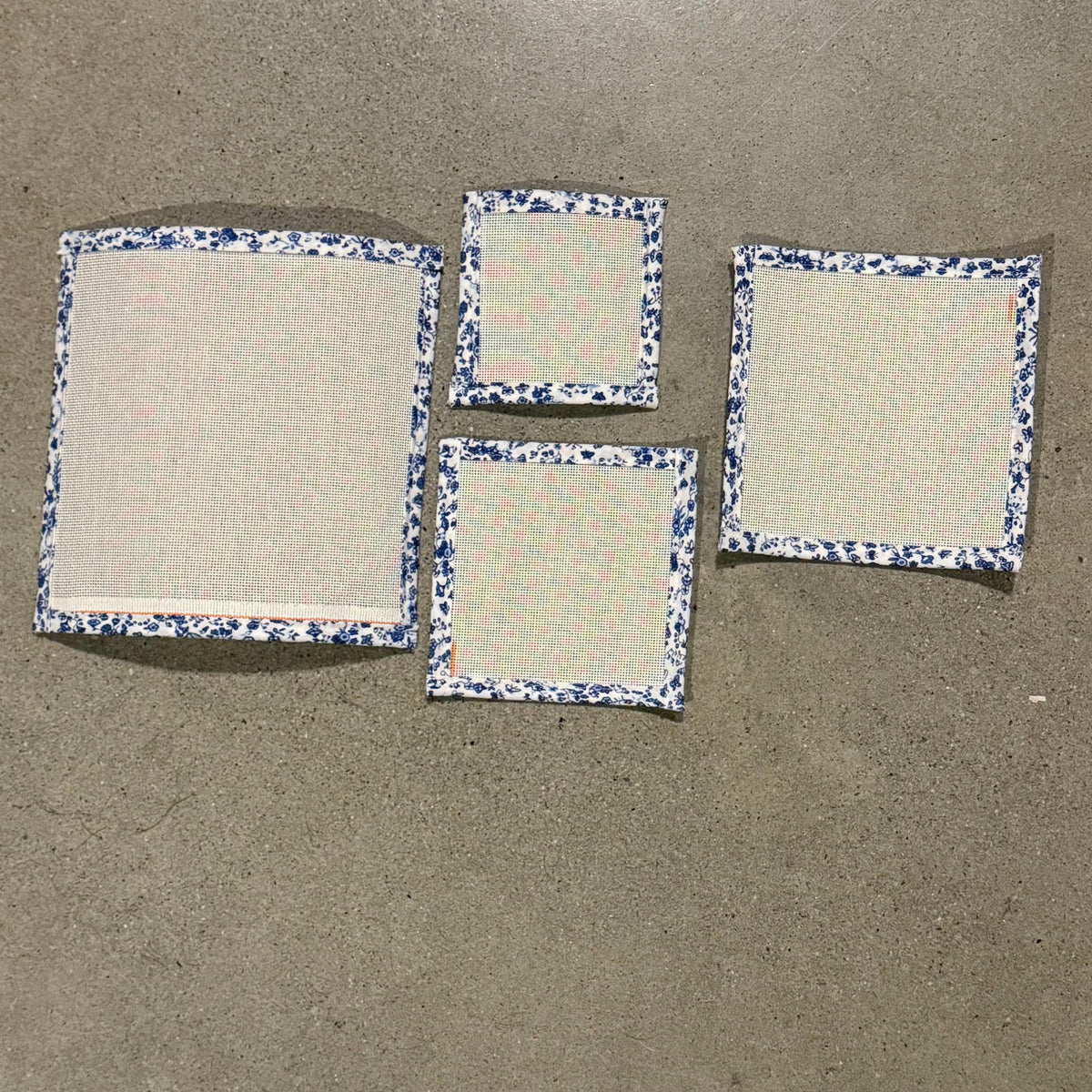 13 Mesh Canvas with Blue Floral Binding