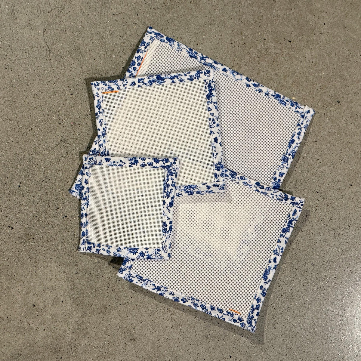 18 Mesh Canvas with Blue Floral Binding