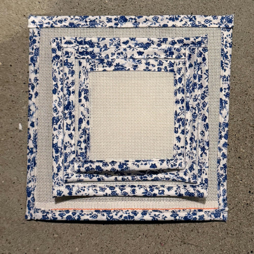13 Mesh Canvas with Blue Floral Binding
