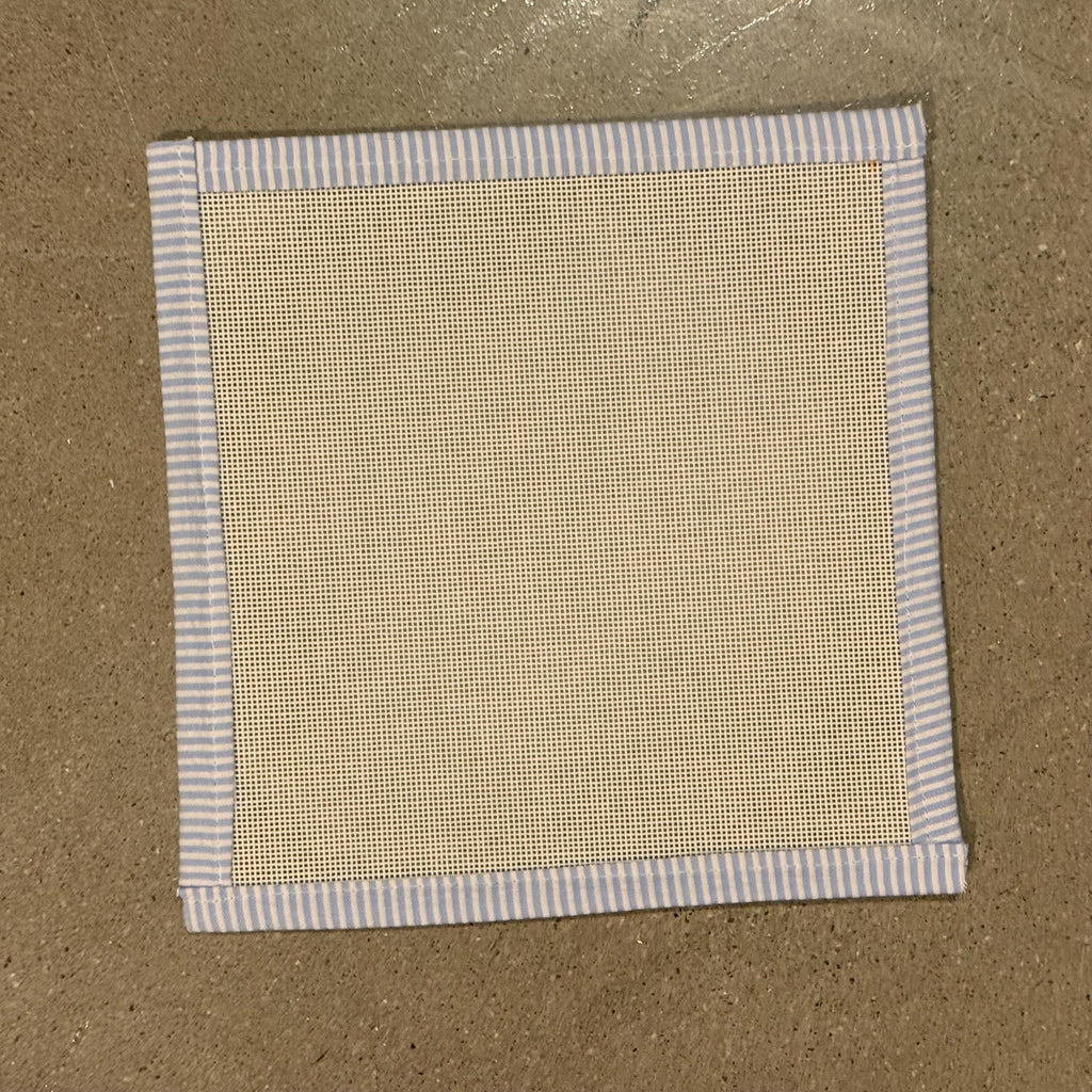 13 Mesh Canvas with Blue Seersucker Binding
