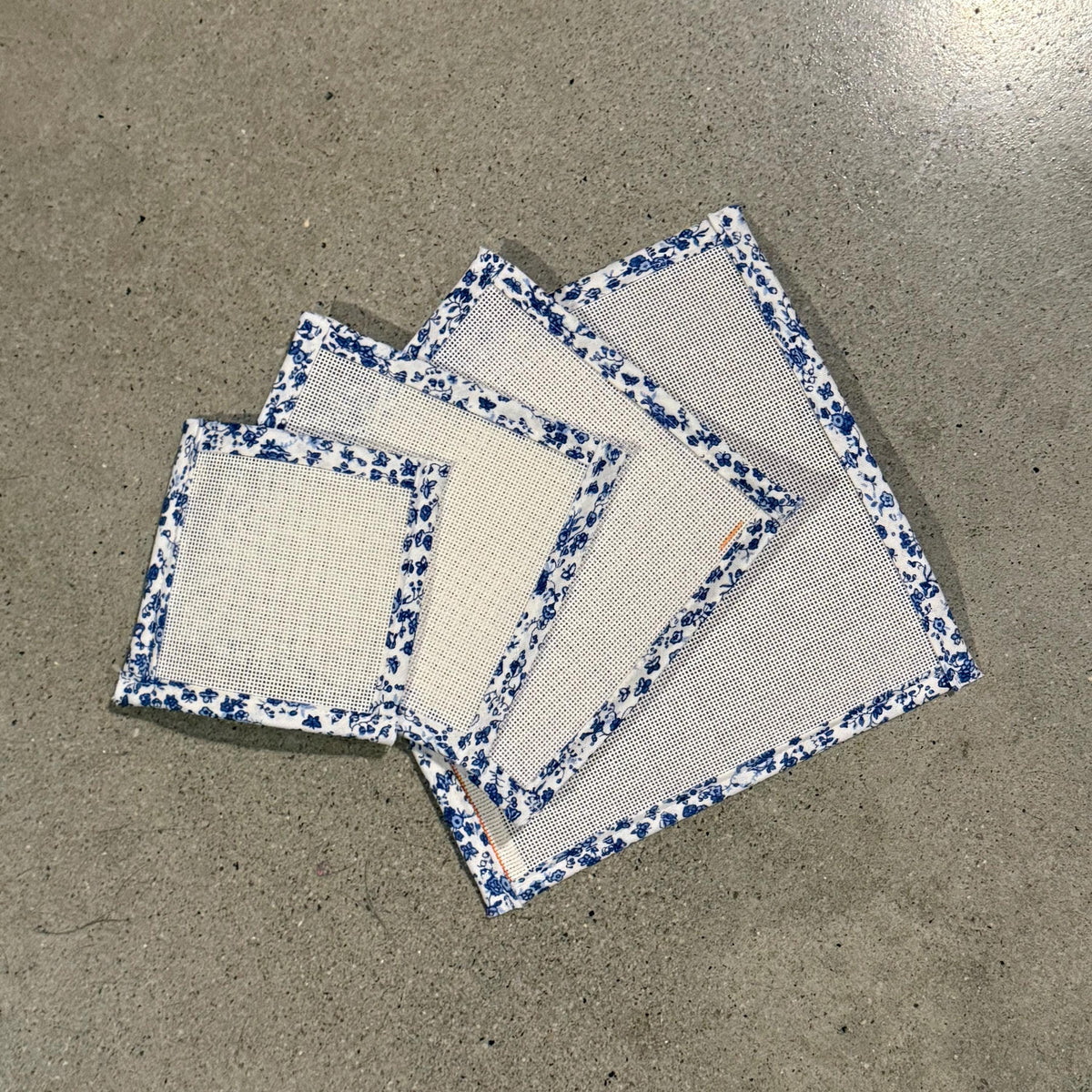 13 Mesh Canvas with Blue Floral Binding